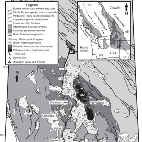 Simplifi Ed Geologic Map Of The Southern Okanagan Valley South Of