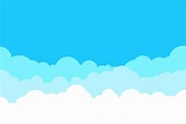 Blue sky with white clouds background. Border of clouds. Simple cartoon ...