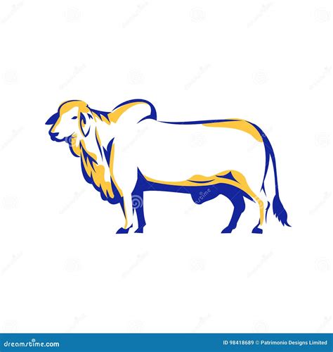 Brahman Bull Side View Retro Stock Illustration Illustration Of View