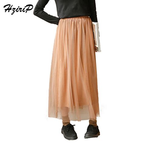 Hzirip Winter New Women Skirt Solid A Line Voile Ankle Length Preppy Style Fashion Comfortable