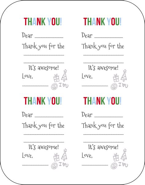 Free Fill In The Blank Thank You Cards Thank You Cards From Kids