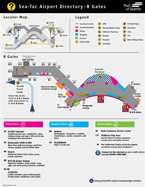 Seattle Tacoma Airport Map Sea Printable Terminal Maps Shops Food
