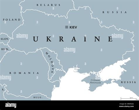 Ukraine Politische Karte Mit Hauptstadt Kiew Landesgrenzen Krim
