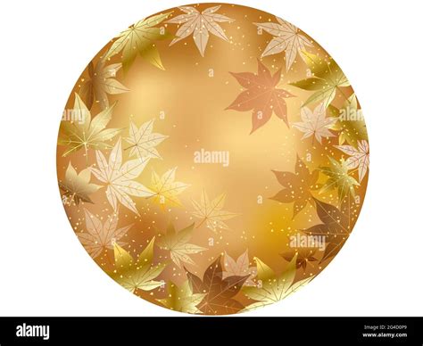 Gold Autumn Maple Leaf Round Background Vector Illustration Isolated