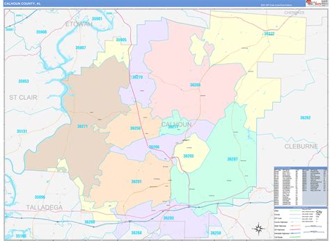Calhoun County Al Wall Map Color Cast Style By Marketmaps