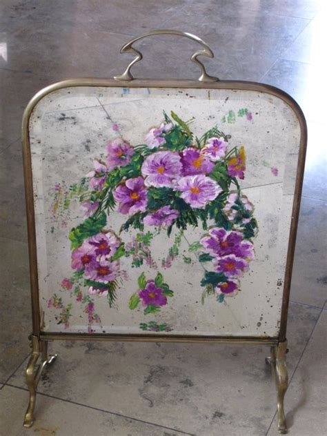 Antique Brass Fireplace Screen With Hand Painted Mirror Catawiki