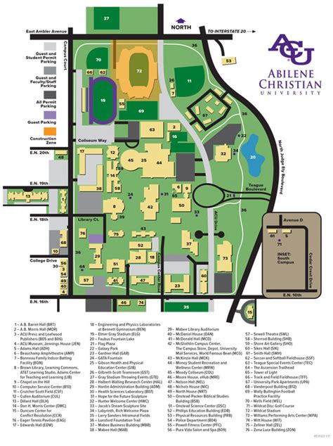 Abilene Christian University Campus Map Map