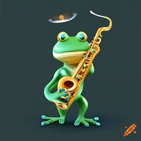Cute Frogs Playing Saxophone And Dancing