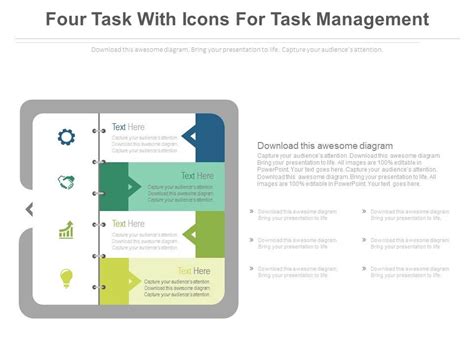 Four Task With Icons For Task Management Flat Powerpoint Design