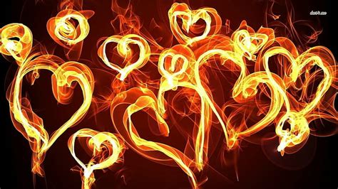 Flaming Hearts Hd Orange Heart Shaped Flame Abstract Hearts Flaming