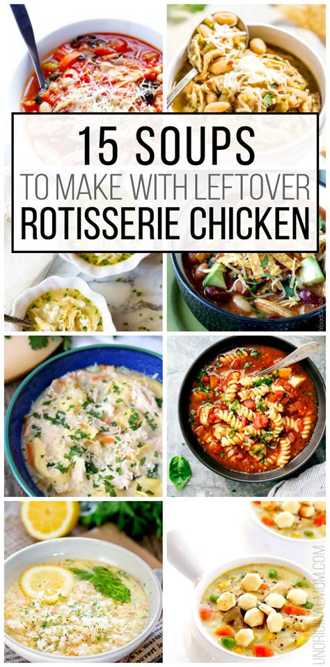 Transform the leftovers into casseroles, soups, salads, and other tasty meals the entire family will 32 ways to turn leftover chicken into delicious new meals. 15 Soups to Make with Leftover Rotisserie Chicken ...
