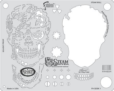 Artool Freehand Airbrush Template Sdsk1 Steam Skull Colours Artist