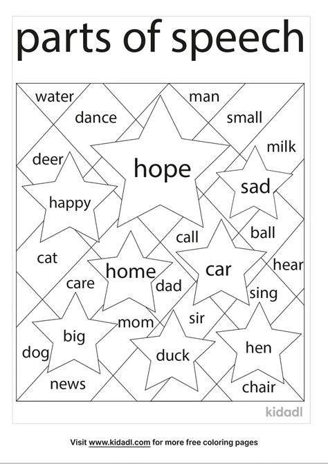 Free Parts Of Speech Coloring Page Coloring Page Printables Kidadl