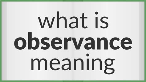 Observance Meaning Of Observance Youtube