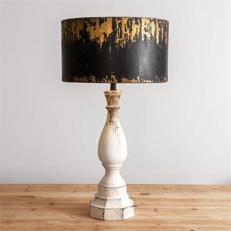 Rustic Table Lamp With Distressed Metal Shade Etsy