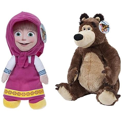 Masha And The Bear Set Of 2 Plush Toys Masha Sitting 9 25cmstanding 14 36cm And The Be