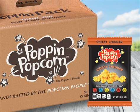 Cheesy Cheddar Popcorn 15 Oz Snack Size 4 30 Ct Carriers Poppin