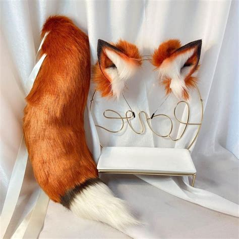 22in Red Brown Fox Tail Red Fox Ears Cosplay Animal Ears Plush Etsy