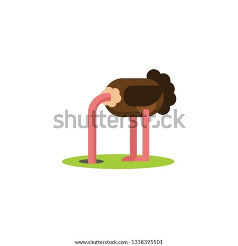 Ostrich Cartoon Hiding Head Vector On Stock Vector Royalty Free