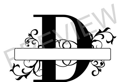 Split Monogram Svg Letter D Regal Split Alphabet Vector