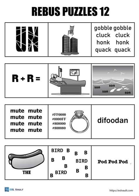 Free Printable Rebus Puzzles With Answers Esl Vault