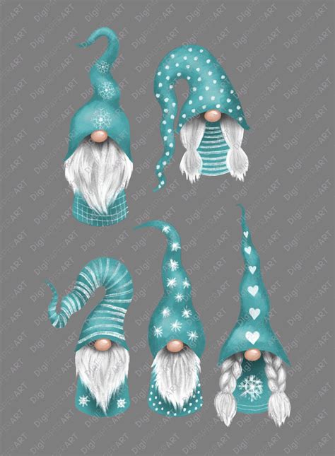 Nordic Teal Christmas Gnomes Clipart Nisse Clip Art Etsy Teal