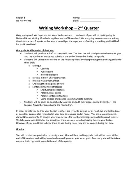 Writing Workshop 2 Quarter Nd
