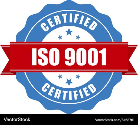 Iso 9001 Certified Stamp Quality Standard Seal Vector Image