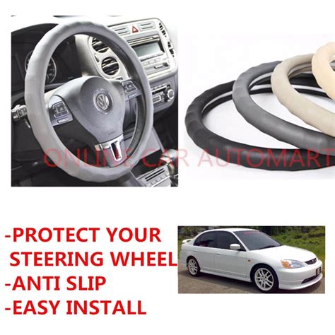 Circle Cool Luxury 8313 Grey Leather Steering Wheel Cover For Honda