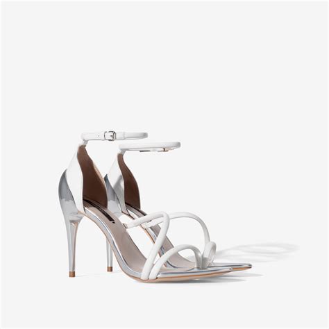 Zara High Heel Strappy Sandals In White Lyst