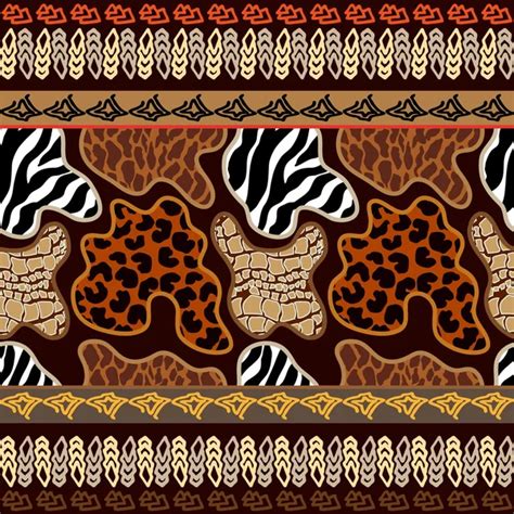 African Style Seamless Pattern With Wild Animals Stock Vector Image By