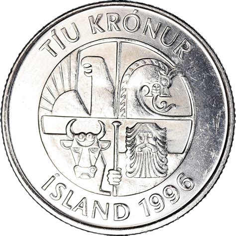 Coin Iceland 10 Kronur 1996 European Coins