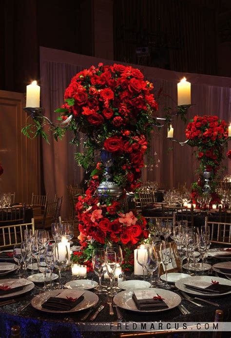 Red Rose Wedding Centerpiece Ideas Black And White Wedding