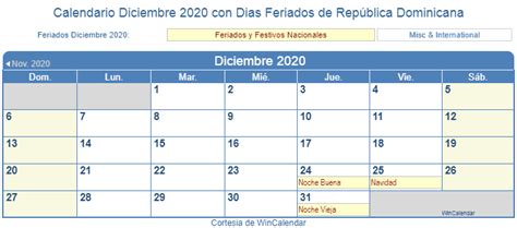Calendario Diciembre 2020 Para Imprimir República Dominicana