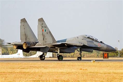 An Indian Air Force Sukhoi Su 30mki Air Fighter Fighter Aircraft