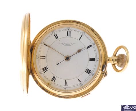 lot 584 an 18ct gold thos russell and son full hunter centre seconds pocket watch