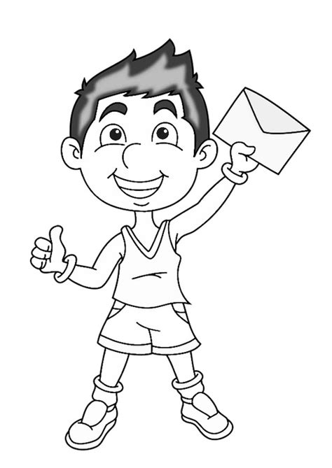 Indica el motivo para eliminar esta imagen: Dibujo para colorear niño con carta - Dibujos Para Imprimir Gratis - Img 27479