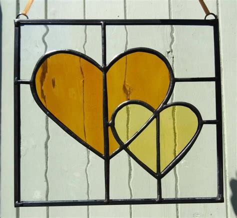 Hearts Entwined Stained Glass Window Panel Fused Glass Art Colourful Handmade Lightcatcher