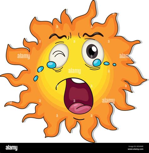 Illustration Of A Crying Sun On A White Background Stock Vector Image