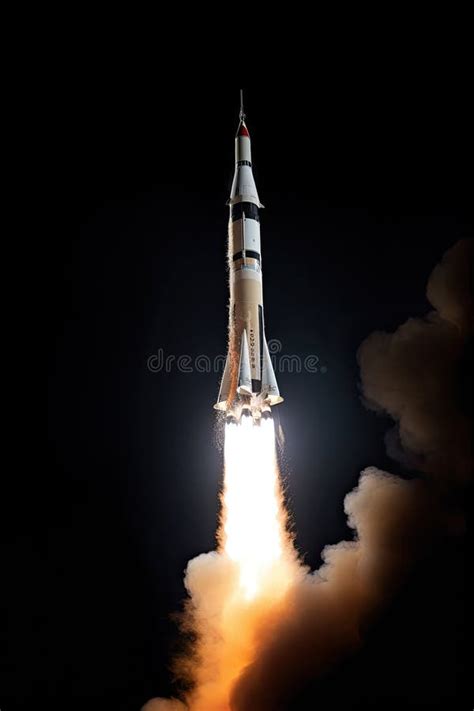 Space Rocket Launch Into Space At Night Nasa Spaceship Countdown