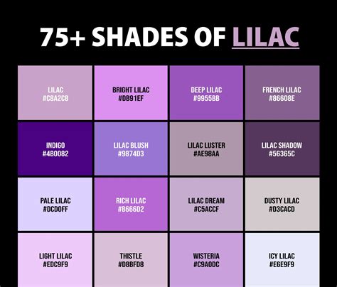 75 Shades Of Lilac Color Names Hex Rgb And Cmyk Codes Creativebooster