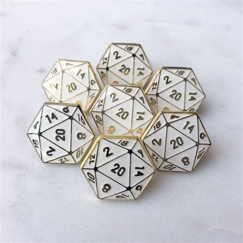 Geometric D20 Lapel Pin In Rose Gold And White Enamel With Images