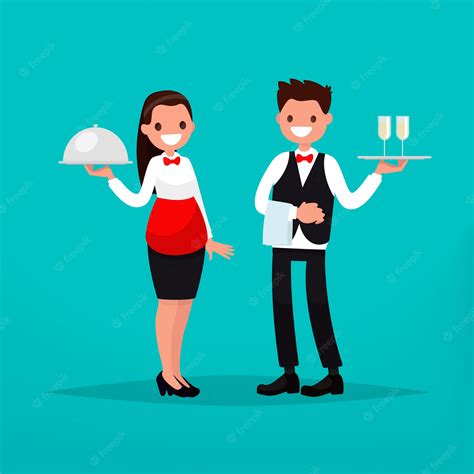 Premium Vector Waiter And Waitress Restaurant