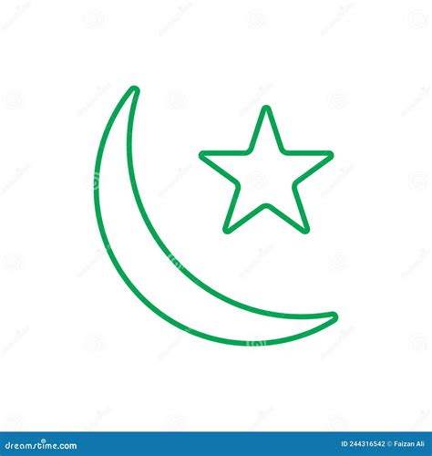 Eps10 Vector Illustration Of A Green Outline Moon And Star Icon Stock