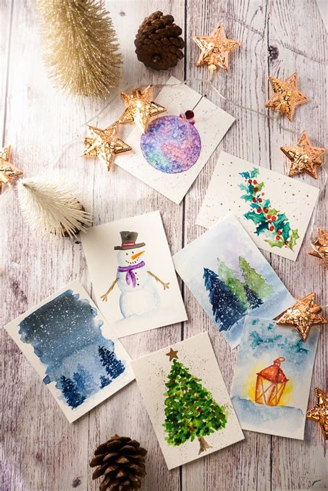 Printable Watercolor Christmas Cards Cooking My Dreams