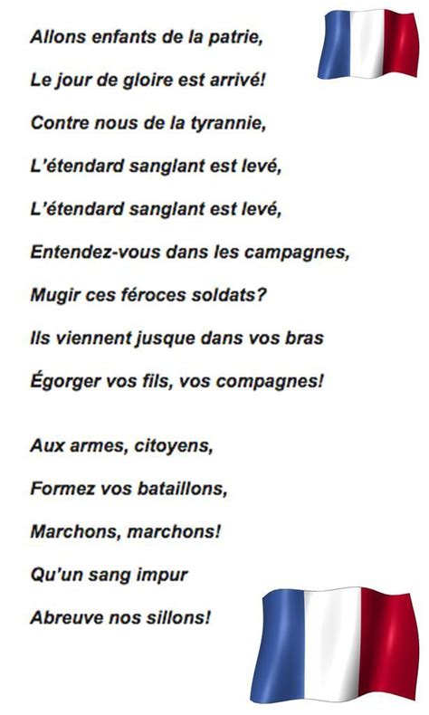 Print the French national anthem HERE as Wembley unites with France ...