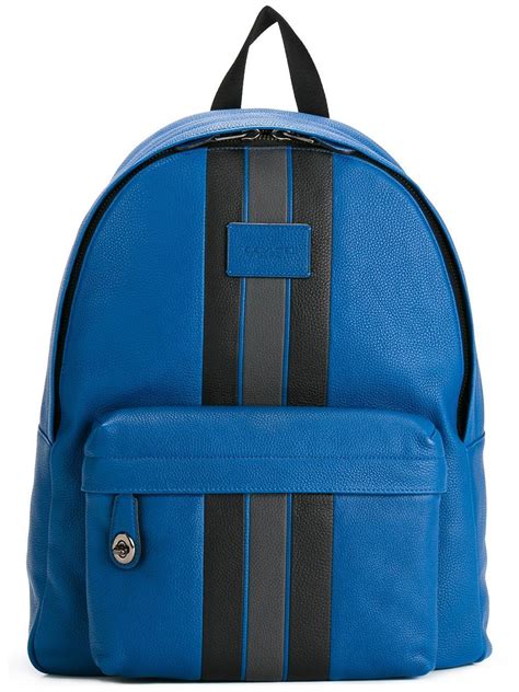 Lyst Coach Striped Zipped Backpack In Blue For Men