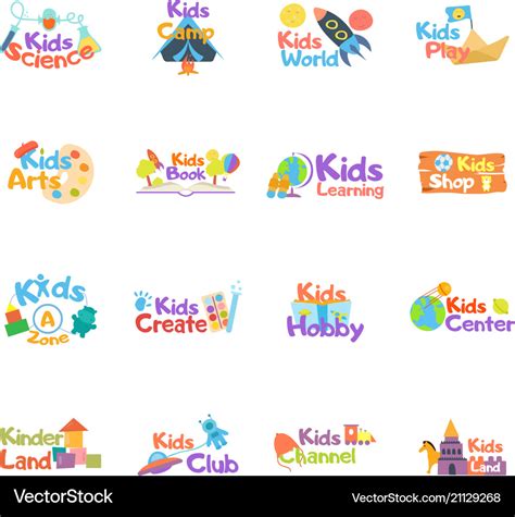 Kids Logo Set Logo Collection Of Kids Club Vector Image