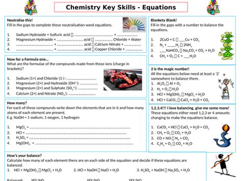 Gcse Chemistry Differentiated Writing Word Equations Chemical Formula