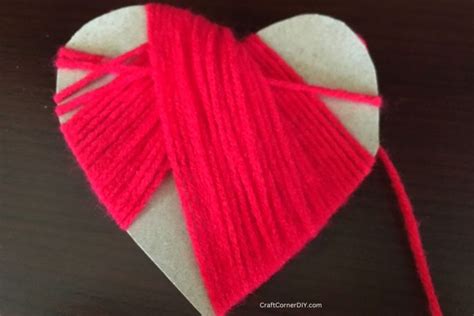Yarn Wrapped Hearts Valentines Craft